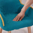 Lumendat Contemporary Creative Curved Kids Linen-Cotton Solid Wood Accent Chair Backrest Armrest For Living Room Lumendat
