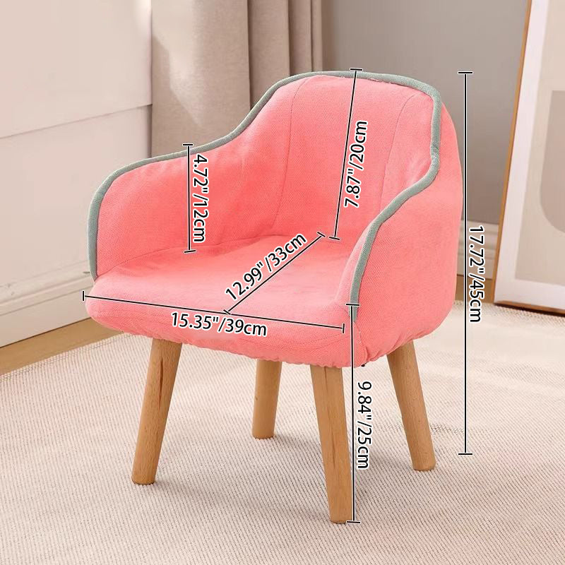 Lumendat Contemporary Creative Curved Kids Linen-Cotton Solid Wood Accent Chair Backrest Armrest For Living Room Lumendat