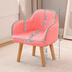 Lumendat Contemporary Creative Curved Kids Linen-Cotton Solid Wood Accent Chair Backrest Armrest For Living Room Lumendat