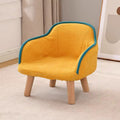 Lumendat Contemporary Creative Curved Kids Linen-Cotton Solid Wood Accent Chair Backrest Armrest For Living Room Lumendat