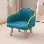 Lumendat Contemporary Creative Curved Kids Linen-Cotton Solid Wood Accent Chair Backrest Armrest For Living Room Lumendat