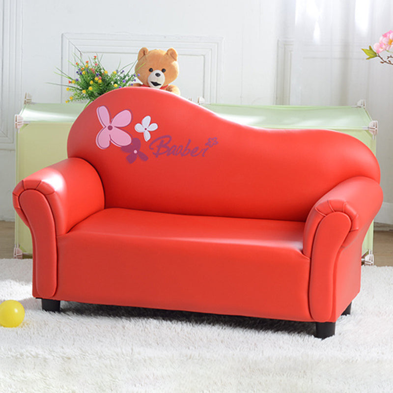 Lumendat Modern Minimalist Rectangular Curved Solid Wood PU Leather Kids Sofa Backrest Armrest For Living Room Lumendat