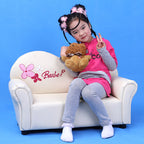 Lumendat Modern Minimalist Rectangular Curved Solid Wood PU Leather Kids Sofa Backrest Armrest For Living Room Lumendat