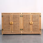 Contemporary Boho Handwoven Indonesian Rattan Solid Wood Storage Cabinet - Rectangular Low Profile Cabinet For Living Room Lumendat