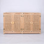 Contemporary Boho Handwoven Indonesian Rattan Solid Wood Storage Cabinet - Rectangular Low Profile Cabinet For Living Room Lumendat