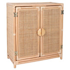 Contemporary Boho Handwoven Indonesian Rattan Solid Wood Storage Cabinet - Rectangular Low Profile Cabinet For Living Room Lumendat