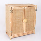 Contemporary Boho Handwoven Indonesian Rattan Solid Wood Storage Cabinet - Rectangular Low Profile Cabinet For Living Room Lumendat
