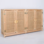 Contemporary Boho Handwoven Indonesian Rattan Solid Wood Storage Cabinet - Rectangular Low Profile Cabinet For Living Room Lumendat
