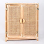 Contemporary Boho Handwoven Indonesian Rattan Solid Wood Storage Cabinet - Rectangular Low Profile Cabinet For Living Room Lumendat