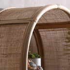 Contemporary Boho Handwoven Indonesian Rattan Solid Wood Storage Shelf - Arched Open 4-Tier Display Cabinet For Living Room Lumendat