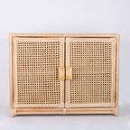 Contemporary Boho Natural Rattan Wooden Storage Cabinet - Rectangular Handwoven Indonesian Rattan Storage Unit For Living Room Lumendat