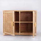 Contemporary Boho Natural Rattan Wooden Storage Cabinet - Rectangular Handwoven Indonesian Rattan Storage Unit For Living Room Lumendat