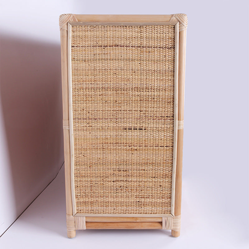 Contemporary Boho Natural Rattan Wooden Storage Cabinet - Rectangular Handwoven Indonesian Rattan Storage Unit For Living Room Lumendat