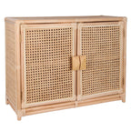 Contemporary Boho Natural Rattan Wooden Storage Cabinet - Rectangular Handwoven Indonesian Rattan Storage Unit For Living Room Lumendat