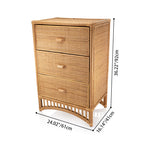 Contemporary Boho Natural Rattan Wooden Storage Cabinet - Rectangular 3-Drawer Handwoven Indonesian Rattan Storage Unit For Living Room Lumendat