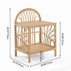 Contemporary Coastal Natural Rattan Handwoven Indonesian Rattan Side Table - Curved With V-Pattern Weave End Table For Living Room Lumendat
