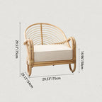 Contemporary Boho Natural Rattan Accent Chair - Curved Handwoven Indonesian Rattan Armchair With Waterproof Fabric Cushion For Living Room Lumendat