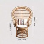 Contemporary Boho Handwoven Indonesian Rattan Accent Chair - High Back Peacock Rattan Lounge Chair With Waterproof Fabric Cushion For Living Room Lumendat