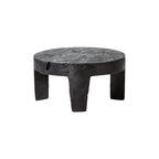 Traditional Rustic Solid Wood Round Coffee Table - Handcrafted Low Profile Sculptural Table For Living Room Lumendat