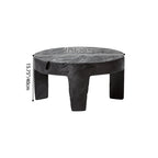 Traditional Rustic Solid Wood Round Coffee Table - Handcrafted Low Profile Sculptural Table For Living Room Lumendat