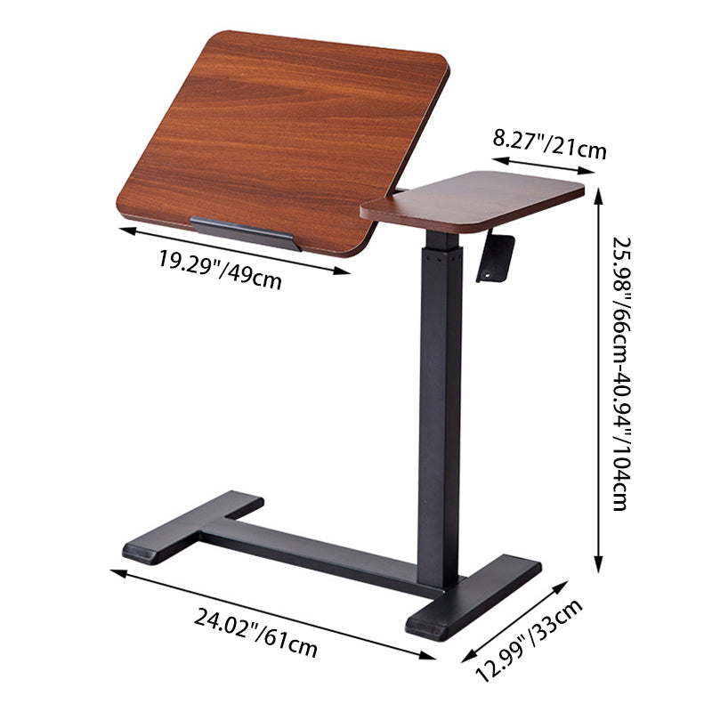 Modern Minimalist Rectangular Medium Density Fiberboard Iron Height-Adjustable Mobile Desk 1-Tier For Home Office