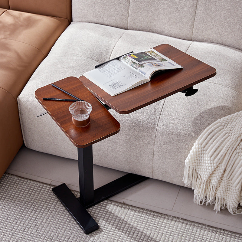 Modern Minimalist Rectangular Medium Density Fiberboard Iron Height-Adjustable Mobile Desk 1-Tier For Home Office