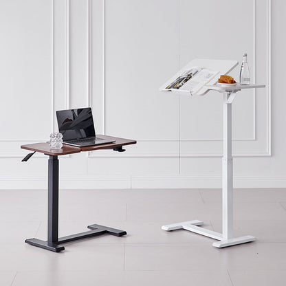 Modern Minimalist Rectangular Medium Density Fiberboard Iron Height-Adjustable Mobile Desk 1-Tier For Home Office