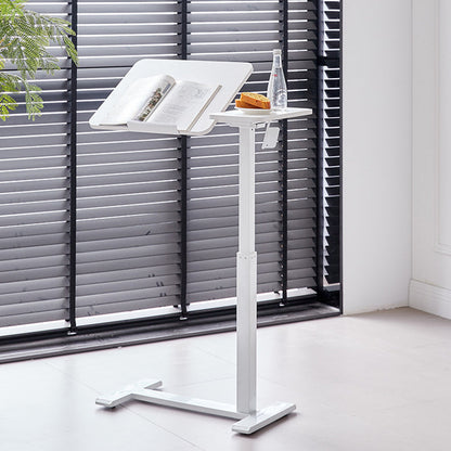 Modern Minimalist Rectangular Medium Density Fiberboard Iron Height-Adjustable Mobile Desk 1-Tier For Home Office