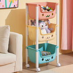 Lumendat Contemporary Creative Rectangular Cat-Shaped Kids PP Storage Shelf 2/3/4 Tier For Living Room Lumendat