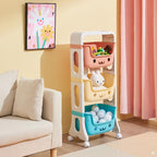 Lumendat Contemporary Creative Rectangular Cat-Shaped Kids PP Storage Shelf 2/3/4 Tier For Living Room Lumendat