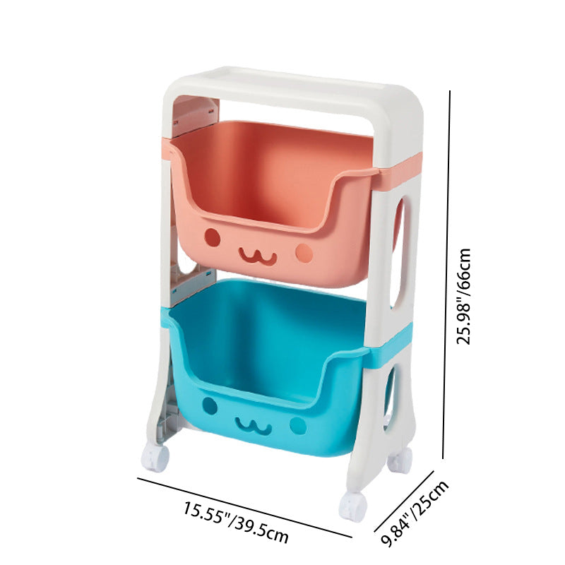 Lumendat Contemporary Creative Rectangular Cat-Shaped Kids PP Storage Shelf 2/3/4 Tier For Living Room Lumendat