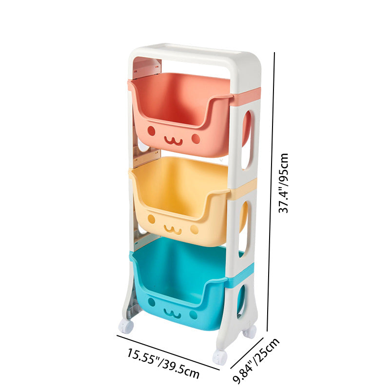 Lumendat Contemporary Creative Rectangular Cat-Shaped Kids PP Storage Shelf 2/3/4 Tier For Living Room Lumendat