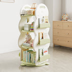 Lumendat Contemporary Creative Rectangular Christmas Tree HDPE Rotatable Kids Bookshelf 4-Tier For Home Office Lumendat
