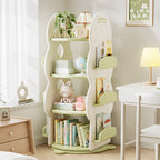 Lumendat Contemporary Creative Rectangular Christmas Tree HDPE Rotatable Kids Bookshelf 4-Tier For Home Office Lumendat