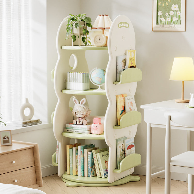 Lumendat Contemporary Creative Rectangular Christmas Tree HDPE Rotatable Kids Bookshelf 4-Tier For Home Office Lumendat