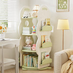 Lumendat Contemporary Creative Rectangular Christmas Tree HDPE Rotatable Kids Bookshelf 4-Tier For Home Office Lumendat
