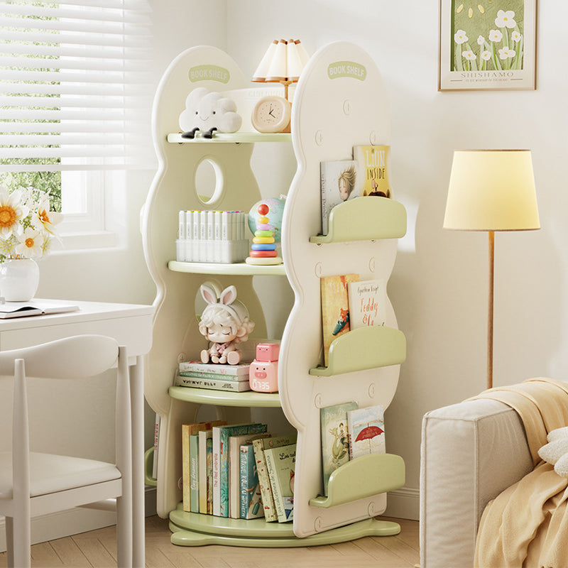 Lumendat Contemporary Creative Rectangular Christmas Tree HDPE Rotatable Kids Bookshelf 4-Tier For Home Office Lumendat