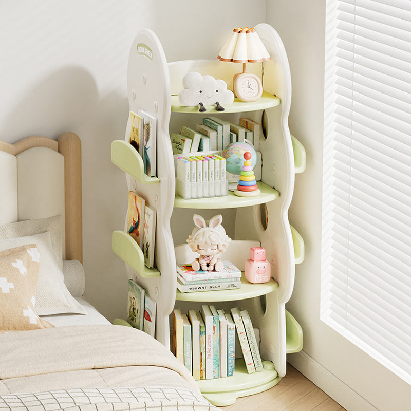 Lumendat Contemporary Creative Rectangular Christmas Tree HDPE Rotatable Kids Bookshelf 4-Tier For Home Office Lumendat