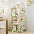 Lumendat Contemporary Creative Rectangular Christmas Tree HDPE Rotatable Kids Bookshelf 4-Tier For Home Office Lumendat