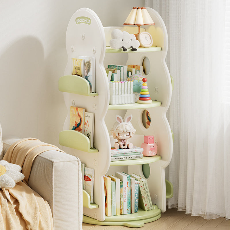 Lumendat Contemporary Creative Rectangular Christmas Tree HDPE Rotatable Kids Bookshelf 4-Tier For Home Office Lumendat