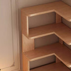 Modern Minimalist Rectangular Rubberwood Eco-Friendly Board Bookshelf Corner Shelf Unit 5/6 Tiers For Home & Office DFM-F