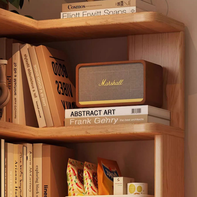 Modern Minimalist Rectangular Rubberwood Eco-Friendly Board Bookshelf Corner Shelf Unit 5/6 Tiers For Home & Office DFM-F