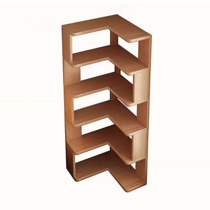 Modern Minimalist Rectangular Rubberwood Eco-Friendly Board Bookshelf Corner Shelf Unit 5/6 Tiers For Home & Office