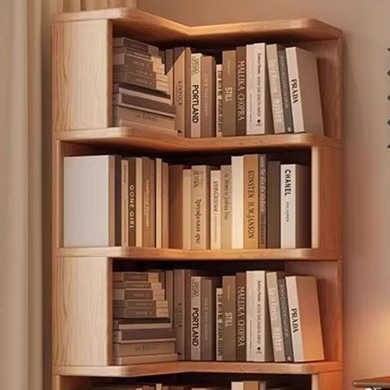 Modern Minimalist Rectangular Rubberwood Eco-Friendly Board Bookshelf Corner Shelf Unit 5/6 Tiers For Home & Office DFM-F