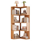 Modern Minimalist Rectangular Rubberwood Eco-Friendly Board Bookshelf Corner Shelf Unit 5/6 Tiers For Home & Office DFM-F