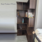 Modern Minimalist Rectangular Rubberwood Eco-Friendly Board Bookshelf Corner Shelf Unit 5/6 Tiers For Home & Office DFM-F