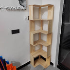 Modern Minimalist Rectangular Rubberwood Eco-Friendly Board Bookshelf Corner Shelf Unit 5/6 Tiers For Home & Office DFM-F