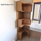 Modern Minimalist Rectangular Rubberwood Eco-Friendly Board Bookshelf Corner Shelf Unit 5/6 Tiers For Home & Office DFM-F