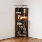 Modern Minimalist Rectangular Rubberwood Eco-Friendly Board Bookshelf Corner Shelf Unit 5/6 Tiers For Home & Office DFM-F