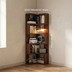 Modern Minimalist Rectangular Rubberwood Eco-Friendly Board Bookshelf Corner Shelf Unit 5/6 Tiers For Home & Office DFM-F